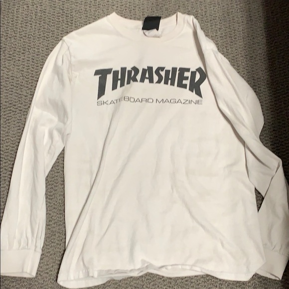 Thrasher Tops - white thrasher long sleeve shirt